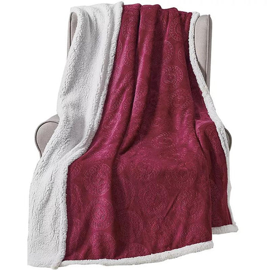 Ultra Soft 50" x 60" Microplush Caesar Embossed Sherpa Throw Blanket– Lightweight, Warm, and Machine Washable Couch or Bed