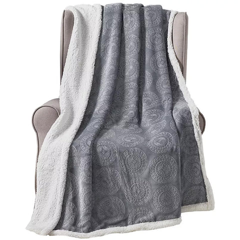 Ultra Soft 50" x 60" Microplush Caesar Embossed Sherpa Throw Blanket– Lightweight, Warm, and Machine Washable Couch or Bed
