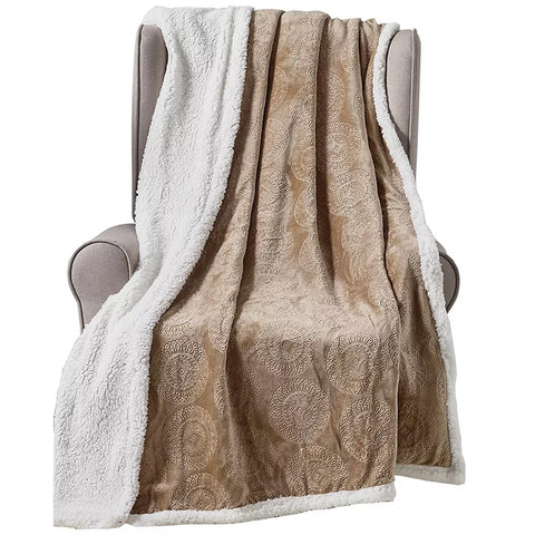 Ultra Soft 50" x 60" Microplush Caesar Embossed Sherpa Throw Blanket– Lightweight, Warm, and Machine Washable Couch or Bed