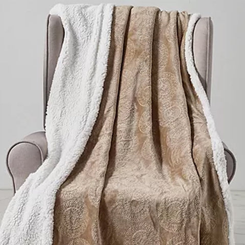Ultra Soft 50" x 60" Microplush Caesar Embossed Sherpa Throw Blanket– Lightweight, Warm, and Machine Washable Couch or Bed