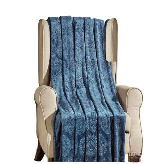 Super Soft Caesar Embossed Throw Blanket – 50" x 60" Microplush All-Season Blanket – Lightweight, Cozy, and Machine Washable for Couch or Bed