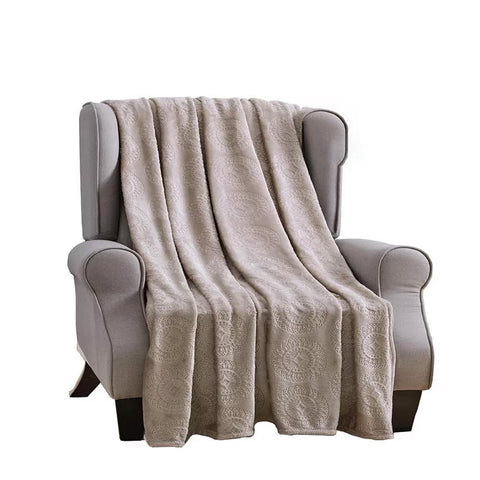 Super Soft Caesar Embossed Throw Blanket – 50" x 60" Microplush All-Season Blanket – Lightweight, Cozy, and Machine Washable for Couch or Bed