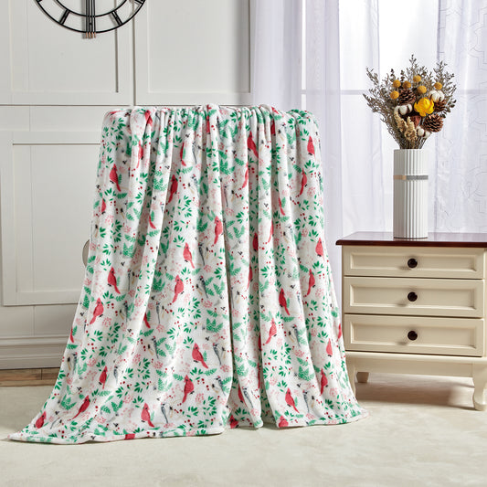 Cardinal Plush Decorative Throw Blanket 50" x 60" Soft Polyester Machine Washable Throw Blanket