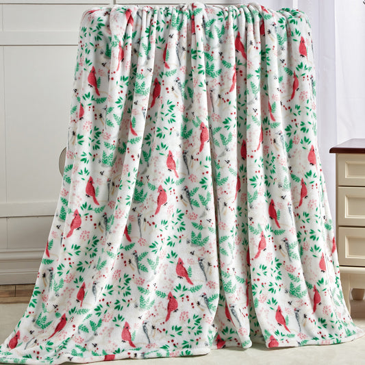 Cardinal Plush Decorative Throw Blanket 50" x 60" Soft Polyester Machine Washable Throw Blanket