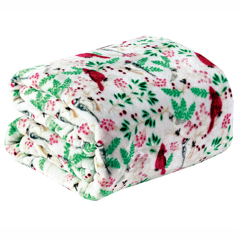 Cardinal Plush Decorative Throw Blanket 50" x 60" Soft Polyester Machine Washable Throw Blanket