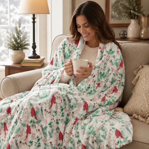 Cardinal Plush Decorative Throw Blanket 50" x 60" Soft Polyester Machine Washable Throw Blanket