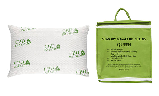 2-Pack: CBD Infused Medium Support Memory Foam Pillows Designed for Back and Side Sleepers