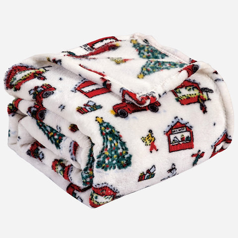 Holiday and Christmas Micro Plush Throw Blanket – Soft 50" x 60" Cozy Blanket for Couch, Bed, or Living Room – Lightweight, Warm, All-Season Comfort, Machine Washable