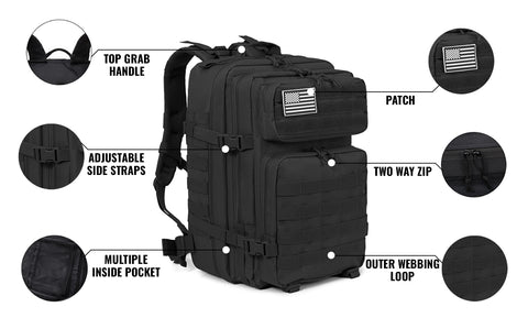 Large Military Army Tactical Backpack Molle Bag  Bug Out Bag Hiking Trekking