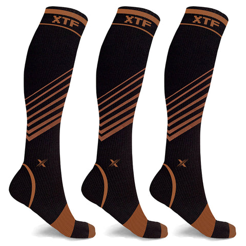 Copper Compression Striped Knee High Socks (3-Pack)