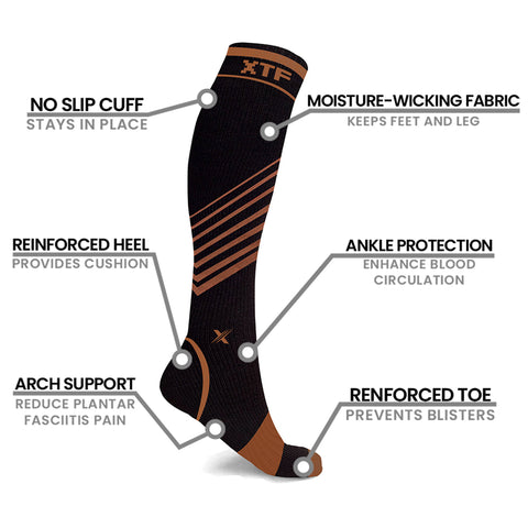 Copper Compression Striped Knee High Socks (3-Pack)