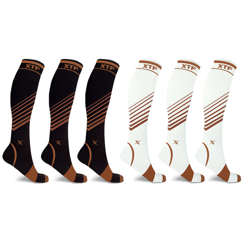 Copper Compression Striped Knee High Socks (3-Pack)