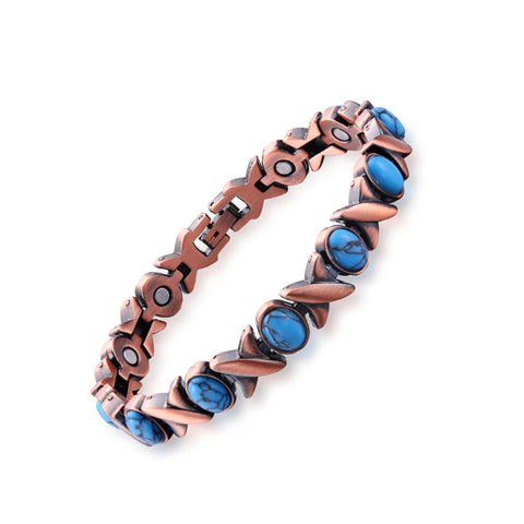 Women’s Copper Magnetic Bracelet – Adjustable Energy-Inspired Bangle with Stainless Steel Accents (Heart, Blue, Mix Designs)