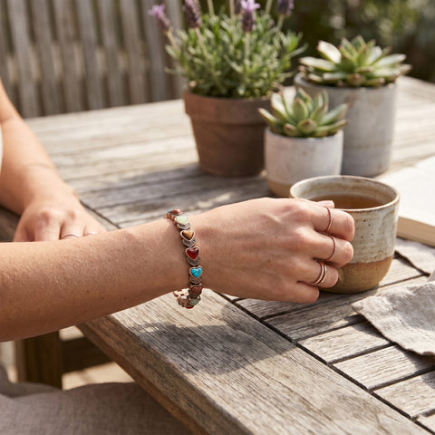 Women’s Copper Magnetic Bracelet – Adjustable Energy-Inspired Bangle with Stainless Steel Accents (Heart, Blue, Mix Designs)