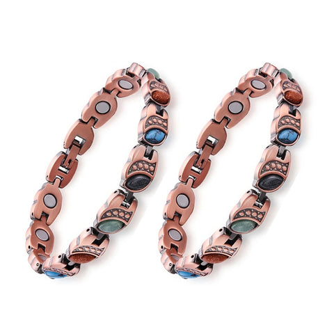Women’s Copper Magnetic Bracelet – Adjustable Energy-Inspired Bangle with Stainless Steel Accents (Heart, Blue, Mix Designs)
