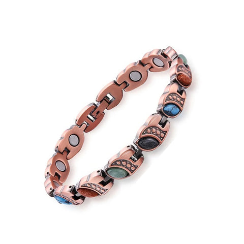 Women’s Copper Magnetic Bracelet – Adjustable Energy-Inspired Bangle with Stainless Steel Accents (Heart, Blue, Mix Designs)