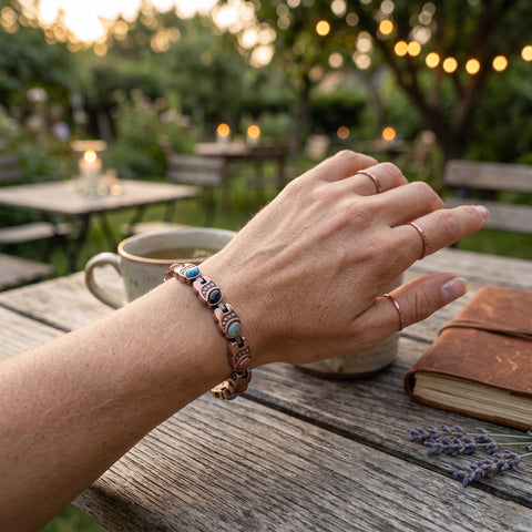 Women’s Copper Magnetic Bracelet – Adjustable Energy-Inspired Bangle with Stainless Steel Accents (Heart, Blue, Mix Designs)