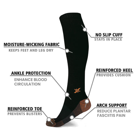 Copper Infused High Performance Anti Fatigue Knee High Compression Socks (1-Pair)