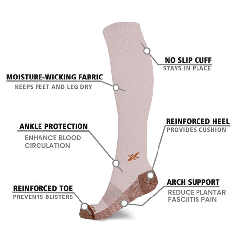 Copper Infused High Performance Anti Fatigue Knee High Compression Socks (6-Pairs)