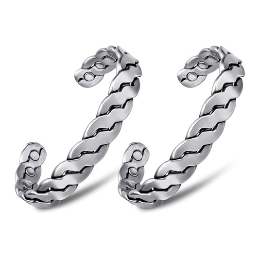Adjustable Copper Cuff Bracelet for Men & Women – Twisted Design Magnetic Bangle, Comfort Fit (6.5”–8.75”)