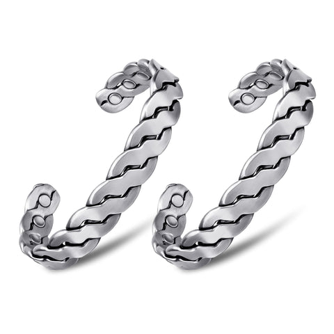 Adjustable Copper Cuff Bracelet for Men & Women – Twisted Design Magnetic Bangle, Comfort Fit (6.5”–8.75”)