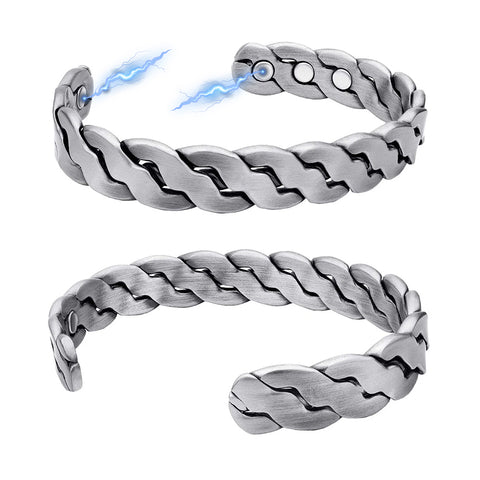 Adjustable Copper Cuff Bracelet for Men & Women – Twisted Design Magnetic Bangle, Comfort Fit (6.5”–8.75”)