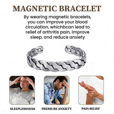 Adjustable Copper Cuff Bracelet for Men & Women – Twisted Design Magnetic Bangle, Comfort Fit (6.5”–8.75”)