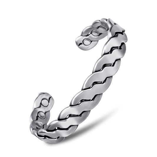 Adjustable Copper Cuff Bracelet for Men & Women – Twisted Design Magnetic Bangle, Comfort Fit (6.5”–8.75”)
