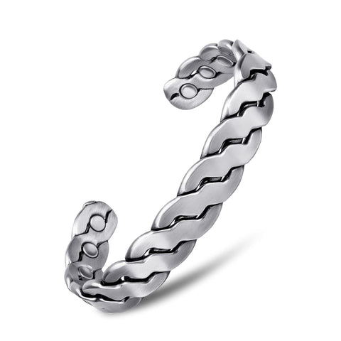 Adjustable Copper Cuff Bracelet for Men & Women – Twisted Design Magnetic Bangle, Comfort Fit (6.5”–8.75”)