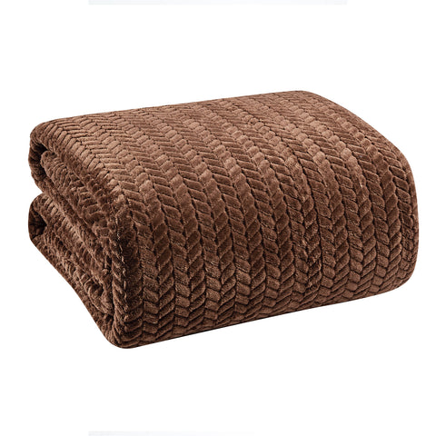 Chevron Braided Micro Plush Blanket – Premium Soft All-Season Blanket – Lightweight, Warm, and Machine Washable