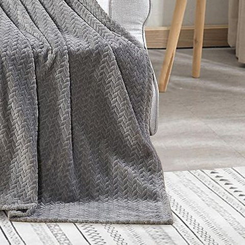 Chevron Braided Microplush Throw Blanket – Soft 50" x 60" Lightweight All-Season Blanket for Couch or Bed – Fade-Resistant and Machine Washable