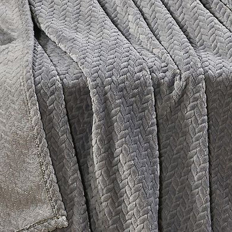 Chevron Braided Microplush Throw Blanket – Soft 50" x 60" Lightweight All-Season Blanket for Couch or Bed – Fade-Resistant and Machine Washable