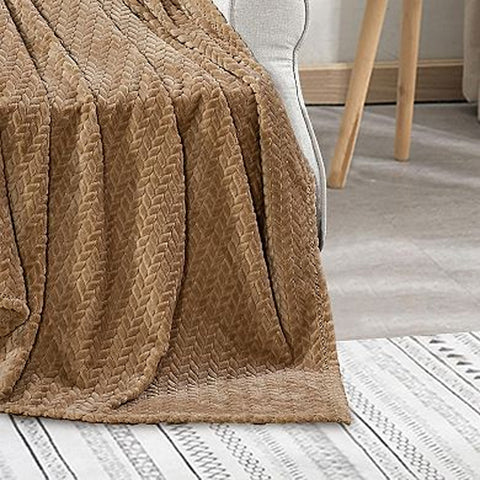 Chevron Braided Microplush Throw Blanket – Soft 50" x 60" Lightweight All-Season Blanket for Couch or Bed – Fade-Resistant and Machine Washable