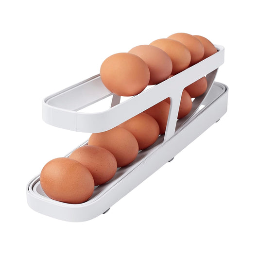 Space-Saving Rolling Eggs Dispenser and Organizer for Refrigerator Storage