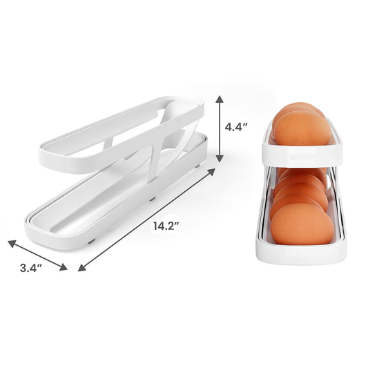 Space-Saving Rolling Eggs Dispenser and Organizer for Refrigerator Storage