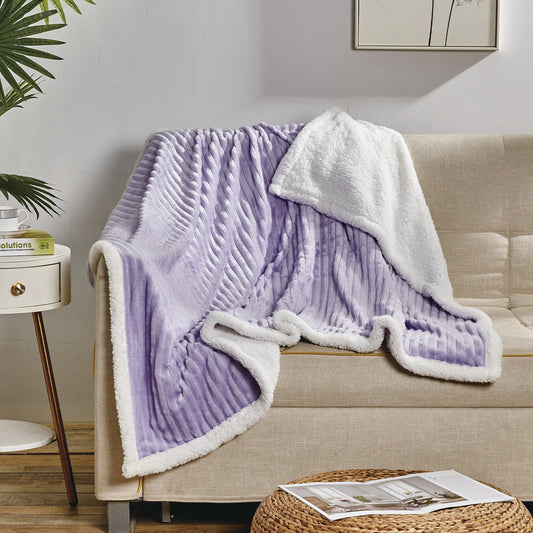 Ultra Soft Plush Oversized Corduroy Sherpa Reversible Blanket – King and Queen Sizes, Multiple Colors, Lightweight, Machine Washable