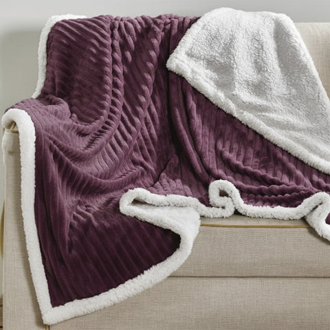 Ultra Soft Plush 50" x 60" Reversible Sherpa Throw Blanket with Textured Pattern – Lightweight, Warm, and Machine Washable All-Season Blanket