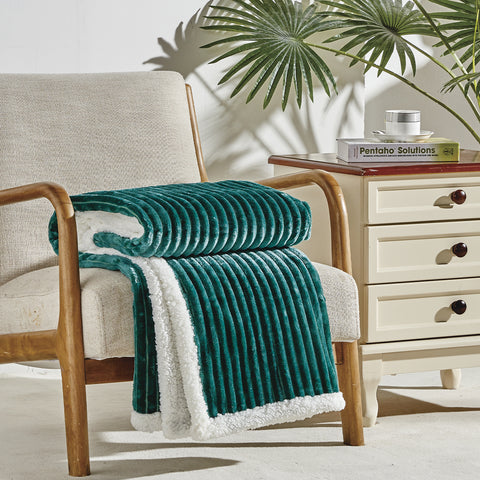 Ultra Soft Plush 50" x 60" Reversible Sherpa Throw Blanket with Textured Pattern – Lightweight, Warm, and Machine Washable All-Season Blanket