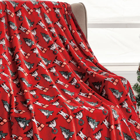 Holiday and Christmas Micro Plush Throw Blanket – Soft 50" x 60" Cozy Blanket for Couch, Bed, or Living Room – Lightweight, Warm, All-Season Comfort, Machine Washable