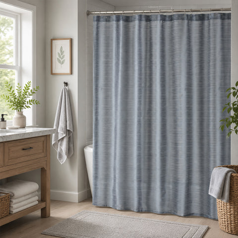 Classic Striped Shower Curtain | 70" x 72" Decorative Polyester Bathroom Shower Curtain