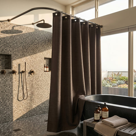 Classic Striped Shower Curtain | 70" x 72" Decorative Polyester Bathroom Shower Curtain
