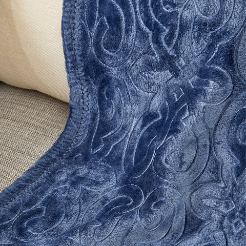 Ultra Soft Microplush Embossed Scroll Pattern Throw Blanket –  50" x 60" All-Season Blanket – Lightweight, Durable, and Machine Washable