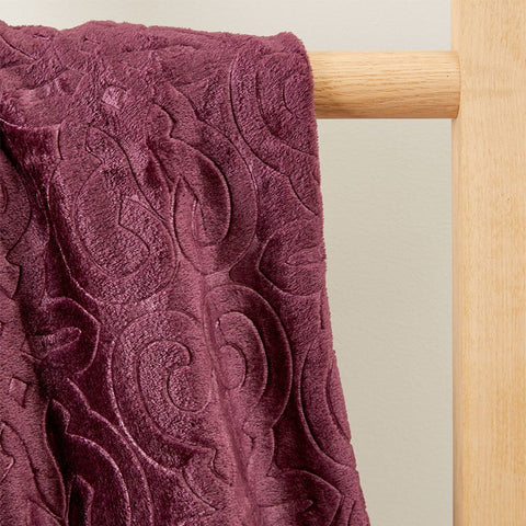 Ultra Soft Microplush Embossed Scroll Pattern Throw Blanket –  50" x 60" All-Season Blanket – Lightweight, Durable, and Machine Washable