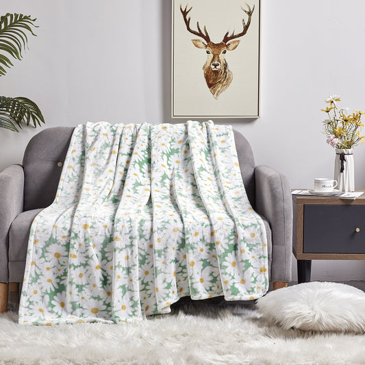 Delightful Daisies Floral Oversized Throw Blanket 60" x 70" Soft Lightweight Polyester Decorative Throw Blanket