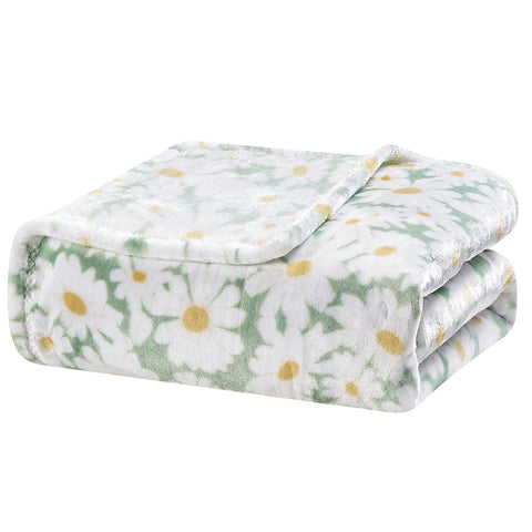 Delightful Daisies Floral Oversized Throw Blanket 60" x 70" Soft Lightweight Polyester Decorative Throw Blanket