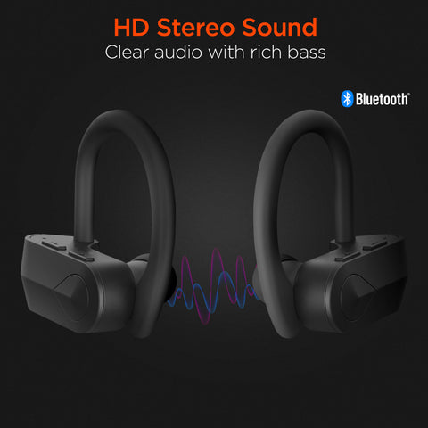Wireless Earbuds – Secure-Fit Bluetooth Sport Earbuds with Ear Hooks & HD Stereo Sound