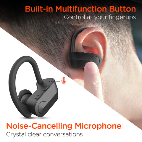 Wireless Earbuds – Secure-Fit Bluetooth Sport Earbuds with Ear Hooks & HD Stereo Sound