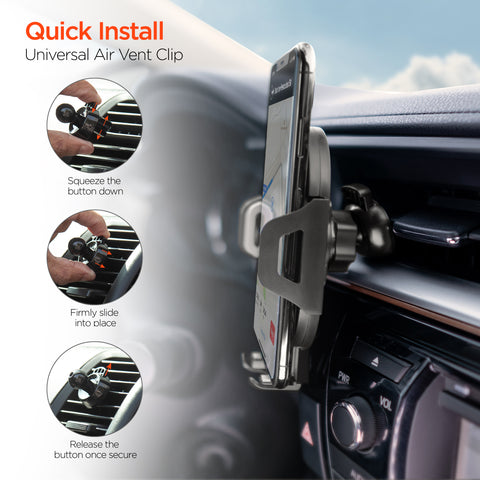3-in-1 Phone Mount Kit | Vent + Dashboard + Windshield | Black Universal Hands-Free Car Phone Mount with Multiple Mounting Options