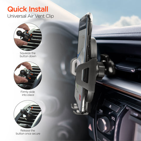 3-in-1 Phone Mount Kit | Vent + Dashboard + Windshield | Black Universal Hands-Free Car Phone Mount with Multiple Mounting Options