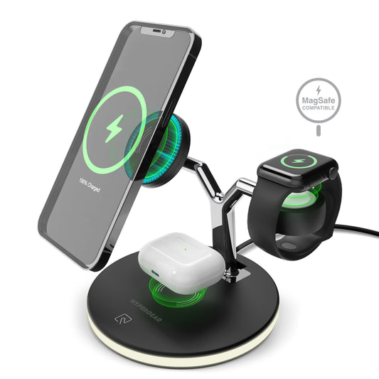 MaxCharge 3-in-1 Magnetic Wireless Charging Stand | Black All-in-One Charging Solution for Apple Devices
